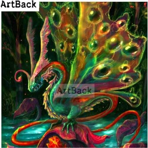 Full square drill 5d diamond painting dragon animal 3d diamond embroidery rhinestone stick drill embroidery