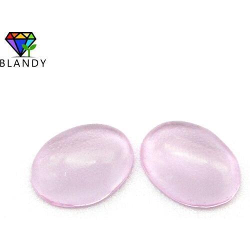 Free Shipping Lab Created Beads 6*8mm Oval Shape Cabochon Flat Back Pink Synthetic Glass Stone for DIY Jewelry