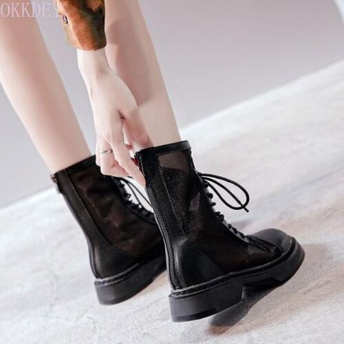 Martin boots womens four seasons thin thick bottom hollow sandals 2020 new versatile short boots mesh breathable boots