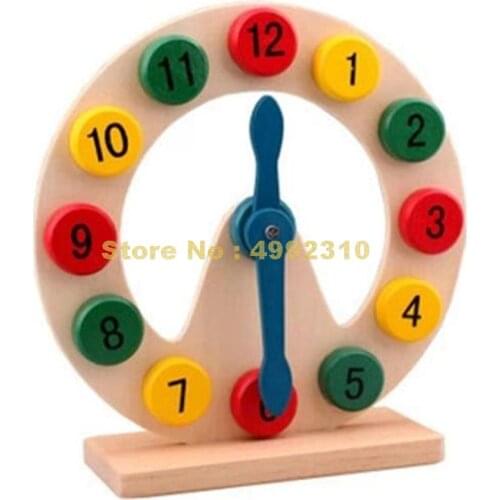 Wooden Creative Digital Geometry Shape Clock Puzzles Educational Toy