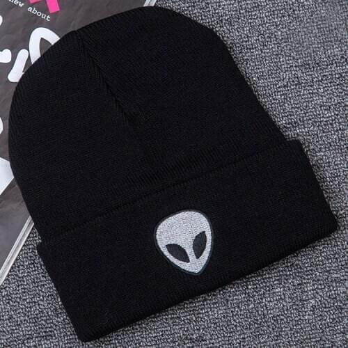 European and American Style Alien Embroidery Street Knit Hat Autumn and Winter Outdoor Ghost Head Warm Wool Hat Winter Hats