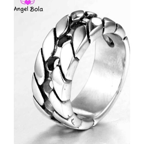 Hot Sale Finger Art Retro Buddha Ring Punk Biker Jewelry Wide Chain Buddha Titanium Stainless Steel Ring with Logo Bud-0119