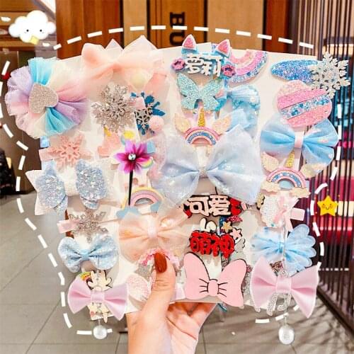 HigoodCute little princess hairpin suits cloth gauze bowknot clip the new childrens cartoon hair tire female baby
