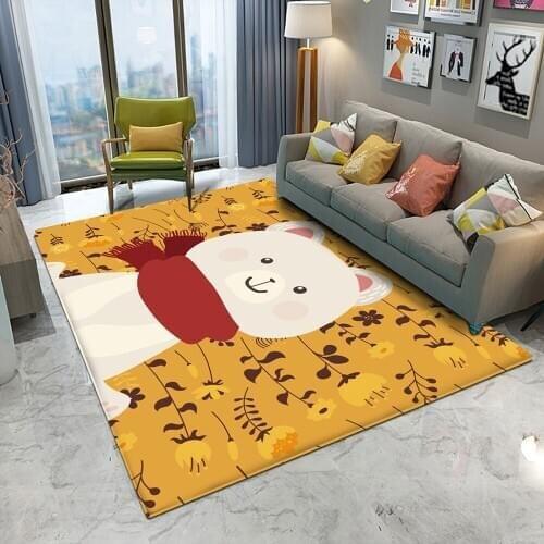 Good Quality Cute Bear Pattern Children Flannel Carpet Baby Hand Print Carpet Baby Play Mat Rectangular Children Carpet 2020