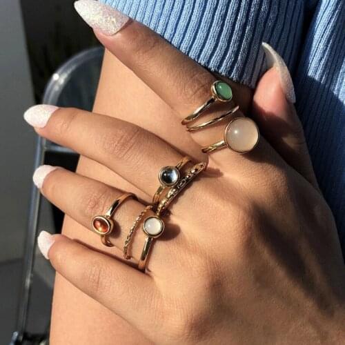 Gold color Retro Knuckle Rings For Women Vintage Geometric simple fruit cute Ring Set Party Bohemian Jewelry 8 PCS/Set