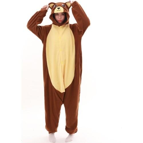 Bear Onesies Unisex Winter Autumn Animal Onesies Women Men Nightwear Anime Cosplay Costumes Adults Fleece Sleepwear Pajama