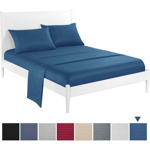 3 or 4pcs Bed Sheet Set Bedding Set Stripe Soft Pure Color Set with Pillow Cover Bed Sheet Comforter Set Bedclothes Home Textile