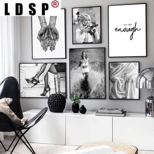 LDSP Home Decor Black White Poster Fashion Print Sexy Movie Girl Camera Canvas Painting Minimalist Wall Art Picture Living Room