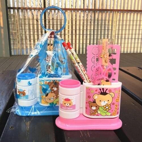 Cute Stationery Rotating Pen Holder Pencil Pencil Sharpener Ruler Stationery Set Student Supplies Office Supplies