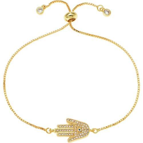 ZMZY Fashion Jewelry Evil Eye Hamsa Fatima Hand Bracelet Gold/Silver Color Bracelets for Women Crystal Friendship Bracelets