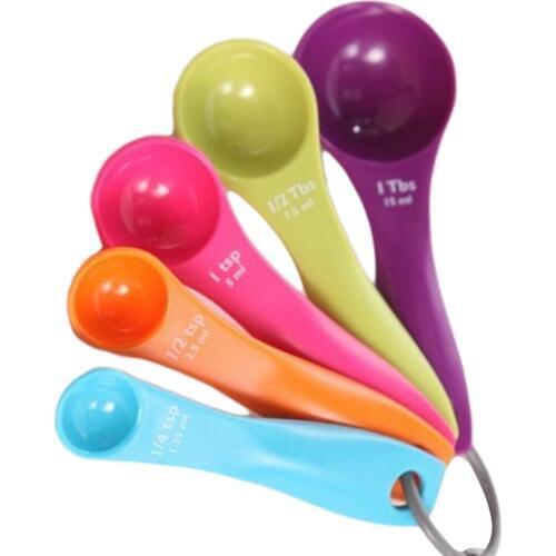 5-piece Set Plastic Measuring Spoons Contains Teaspoons Tablespoons Mixed Color Baking Tools