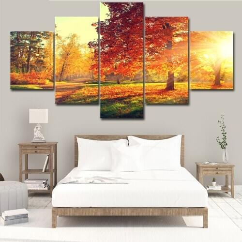 Wall Art diy diamond Painting Decor 5 Pieces Sunset Autumn Landscape diamond embroidery For Living Room Poster Artwork WW054