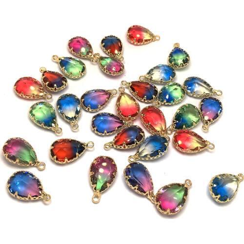 Natural Stone Pendants Water Drop Shape Decorated Gradient color Pendants for Jewelry Making DIY necklace accessories