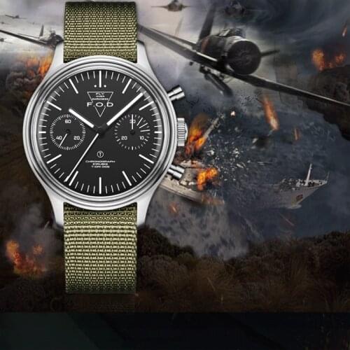1963 New Retro Pilot Chronograph Mens Mechanical Acrylic Mirror Seagull Movement Military Men Watch Luxury Business Nylon Clock