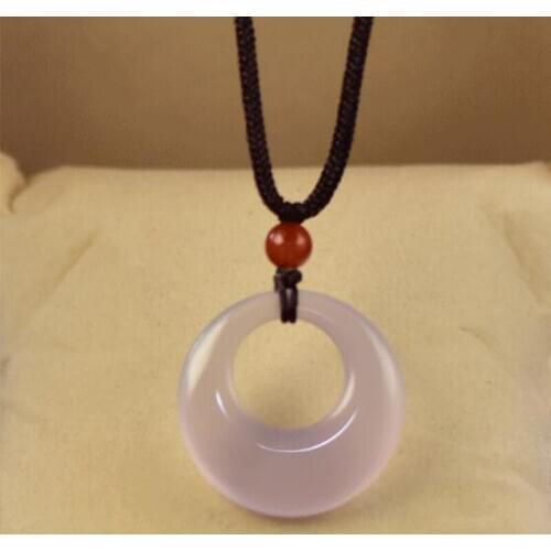 Natural Agate chalcedony Safety Buckle Necklace Pendant Jewelry Fine Jewelry Long Sweater chain Simple Jewelry