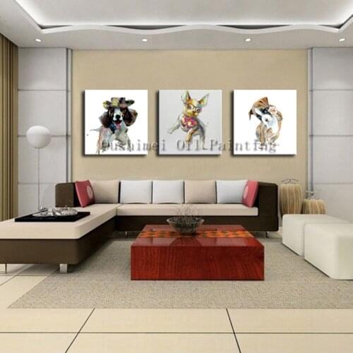 Hand Painted Picture on Canvas Modern Dog Animal Wall Art Painting For Living Room Hang Paintings Home Decor Oil Painting