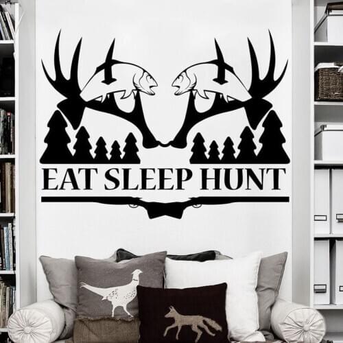 Removable Eat Sleep Hunt Deer Hunting Wall Sticker Art Home Decor Sticker Vinyl Hunting Mural Vinyl Wall Papers ES-49