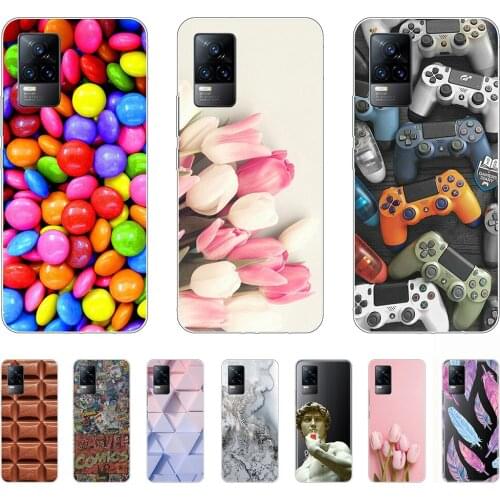Silicon Case for vivo V21E Cartoon Fashion Flexible Cover on vivo V21E Shell Cover Ultra-thin Anti-knock Shockproof Personality