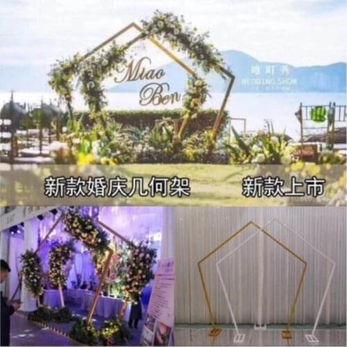 Wedding flower wall frame geometry stand metal background flower arch door wedding decoration