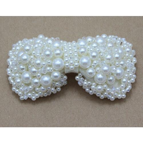 Wedding Pearl Bows DIY handmade bows with beads and rhinestone bride headband shoes dress hair accessories 200pcs/lot