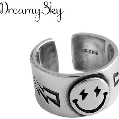 Bohemian Retro Big Smile Face Ring For Women Fashion Open Finger Rings Female Boho Jewelry