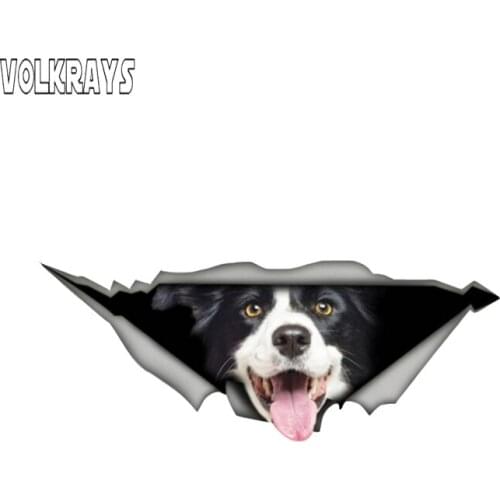 Volkrays Border Collie Car Sticker Funny Pet Dog Decal Waterproof Sunscreen Animal Sticker Vinyl Decoration Accessories,15cm*6cm