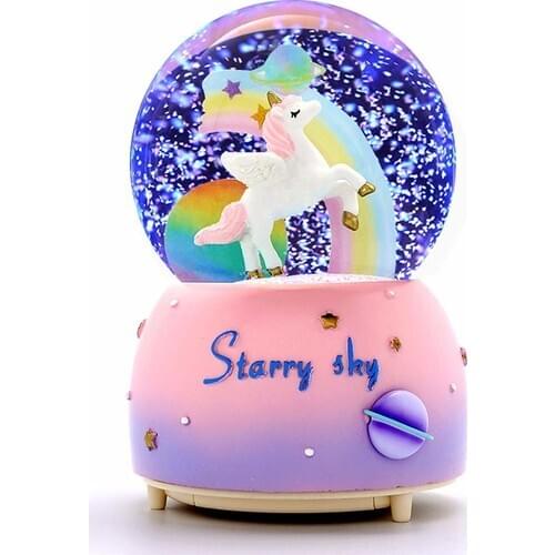Wepools Unicorn Luminous Musical Snow Powered Snow Globe Big size