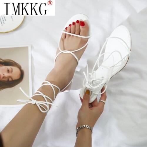 2021 New Hot Shoe Lace Up Thin High Heels Casual Gladiator Sandals Summer Shoes Women Cross-strap Solid Sandalias