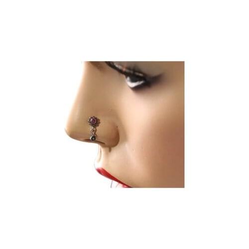 1pc zircon cubic zirconia silver nose ring unisex piercing jewelry women lip ring body clip hoop authentic nose ring dangling