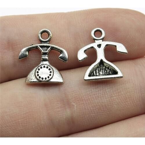 10pcs 16x14mm Vintage Telephone Charm Pendants For Jewelry Making Antique Silver Color Telephone Pendants Charm