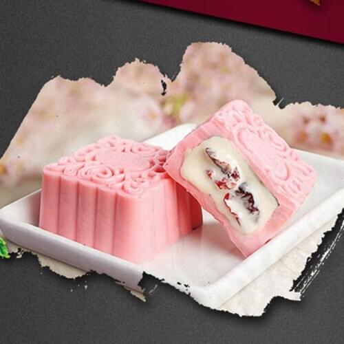 100g Mooncake Barrel Mold with 8pcs Square Flower Stamps Hand Press Pastry Mould