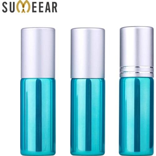 100Pcs/Lot 5ml Green UV Glass Essential oil roll-on bottle Perfume mini Refillable Perfume Bottle Small sample