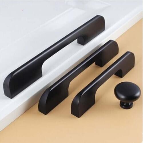 160mm modern simple black furniture handles black kitchen cabinet wardrobe door pull handle 6.3" dresser cupboard pulls handle