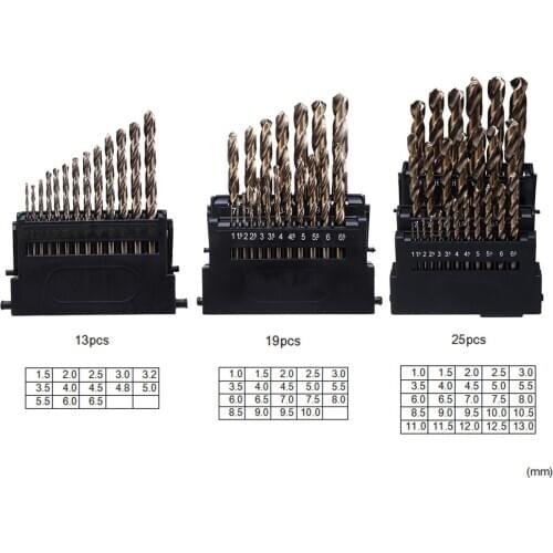 25 /19/13 PCS M42 HSS Twist Drill Bit Set 3 Edge Head 8% High Cobalt Drill Bit for Stainless Steel Wood Metal Drilling