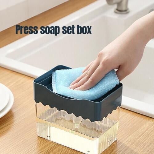 400 Soap Dispenser Soap Pump Sponge Caddy Manual Press Cleaning Liquid Soap Dispenser Container Soap Organizer Kitchen Tool