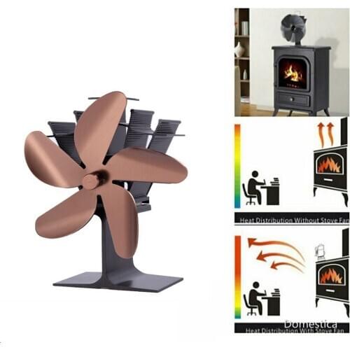 5 Blades Fireplace Fan Heat Powered Stove Fan Burner Home Fireplace Fan Efficient Heat Distribution Fireplace Accessories