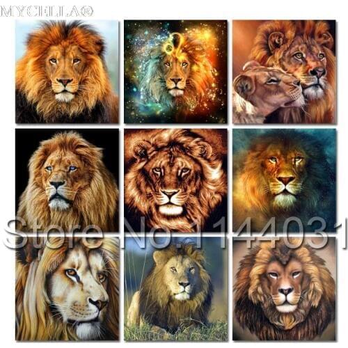 5D Diamond Painting Cross Stitch Room Decor Handicraft DIY Diamond Mosaic Embroidery Lion Full Rhinestone Felines Cats Arts