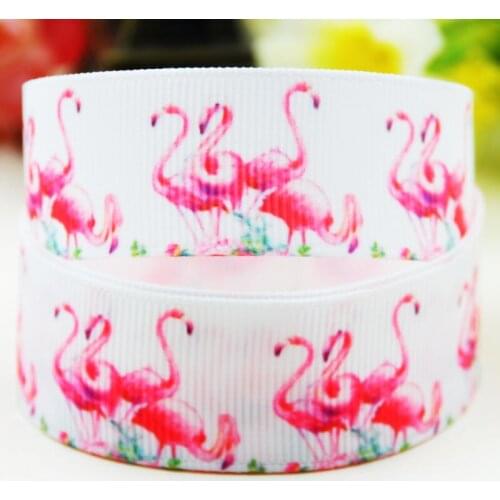 22mm 25mm 38mm 75mm Ruban satin Flamingo Cartoon Character printed Grosgrain Ribbon party decoration X-02022 10 Yards