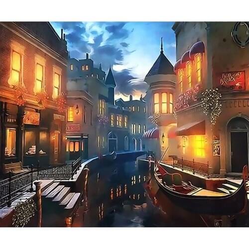 New full darill round diamond painting Venice town wall art diamond embroidery cross stitch kit family decoration children gift
