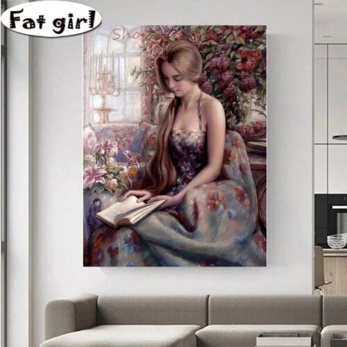 Diamond Painting Mosaic Flowers 5D Diy Beauty Reading Book Full Square Round Drill Rhinestone Cross Stitch Embroidery Wallpaper