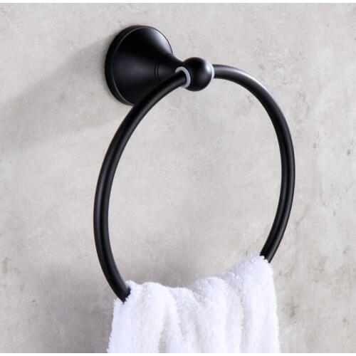 Antique Bronze Towel Ring Solid Brass Towel Racks Towel Holder Black Bronze Oiled Bathroom Accessories