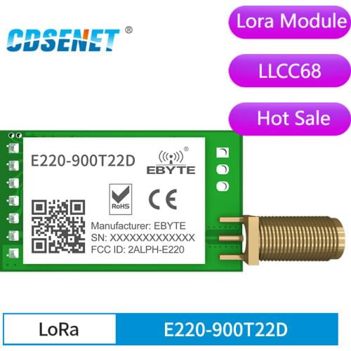 LLCC68 LoRa 868MHz 915MHz Wireless Module 22dBm Long Range 5km CDSENET E220-900T22D SMA-K UART RSSI Transmitter Receiver DIP