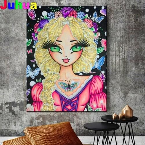 Big-eyed girl 5D DIY Diamond Painting"Butterfly Fairy"Full Square round stone 5D Rhinestone Embroidery Mosaic Amazing Artworks