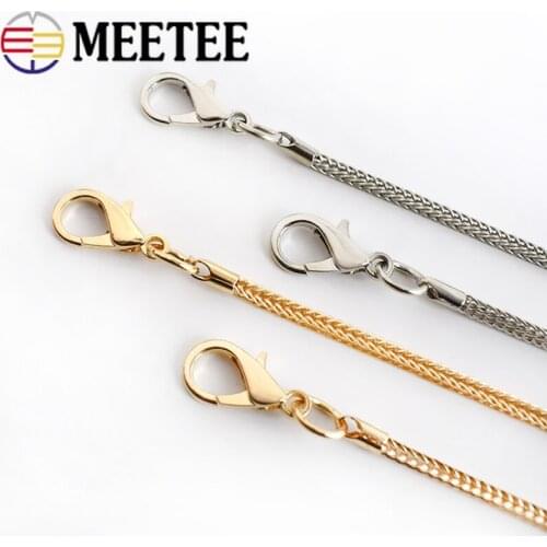Meetee 1pc/5pcs 113cm 4mm Width Metal Chain Bag Replacement Chains Shoulder Strap Sanp Buckle DIY Hardware Accessories BF409