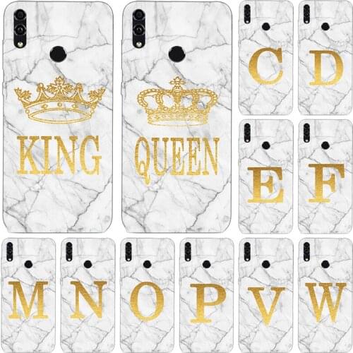 Phone case for Huawei Honor 8A 8C 8X Max 8S 2019 2020 White Marble Golden English Letter Fashion Name Back Cover Fundas Shell