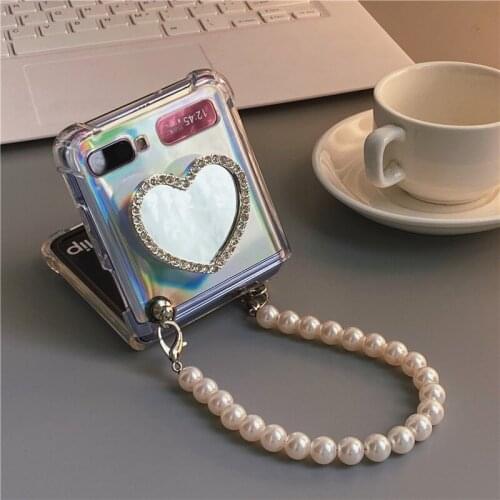 For zflip phone case, Korean rope drill mirror f7070 folding screen, full package anti falling protective cover 5g