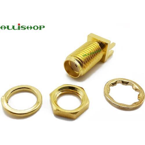 ALLiSHOP SMA Connector SMA Female Jack nut RF Coax Connector End Launch PCB Mount Cable Straight Goldplated Dropshipping