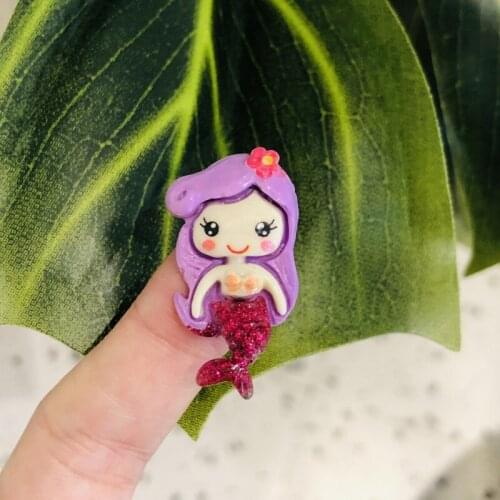1Pcs Shiny kawaii Flatback Resin Cabochon Mermaid princess cabochons DIY Accessories cartoon girls toys