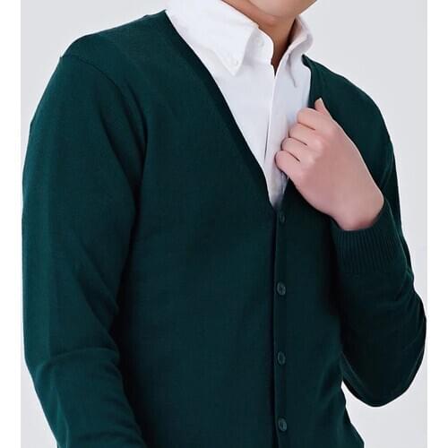 2020 Emerald Green Cardigan Highly Selected 100% Extra Fine Merino Wool From Australia Autmun Winter Warm Sweaters Men Sweater