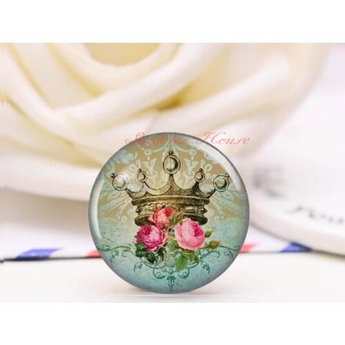 Handmade Round An crown photo glass Cabochons, Jewelry Finding Cameo Pendant Settings, (F5018-167425)